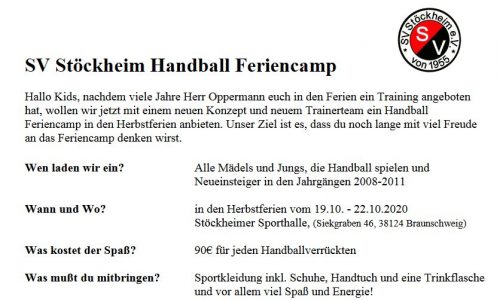Handball Feriencamp in den Herbstferien